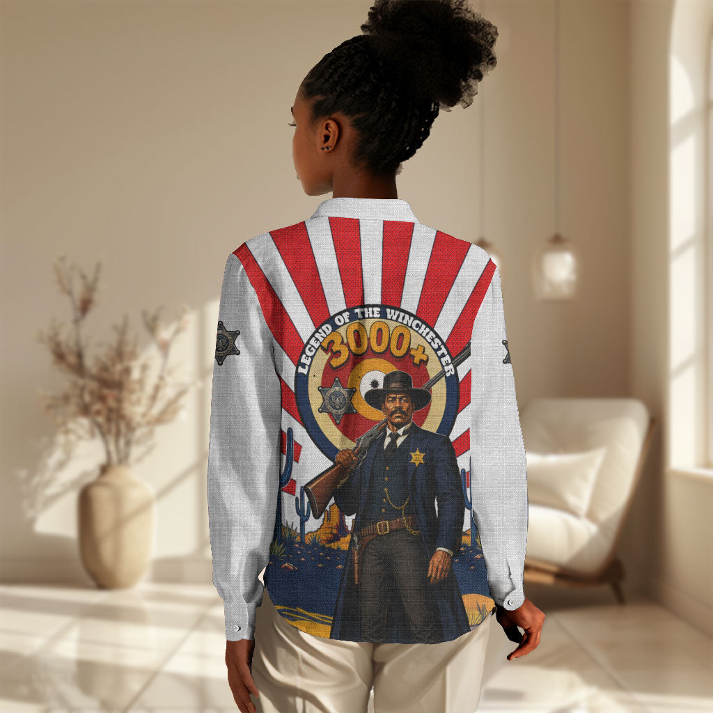 Bass Reeves Women Casual Shirt Vintage African American Black Cowboy Western History