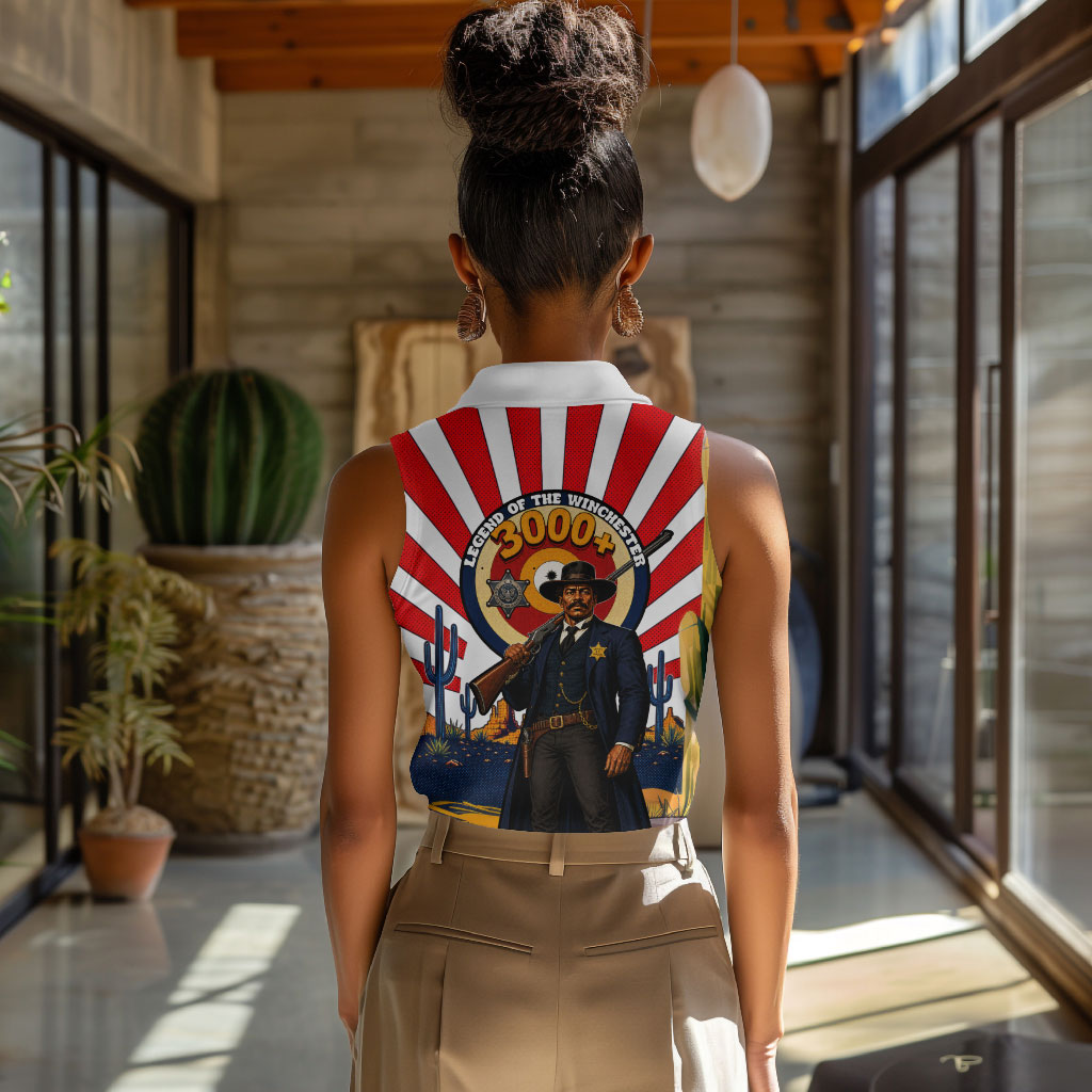 Bass Reeves Women Sleeveless Polo Shirt Vintage African American Black Cowboy Western History