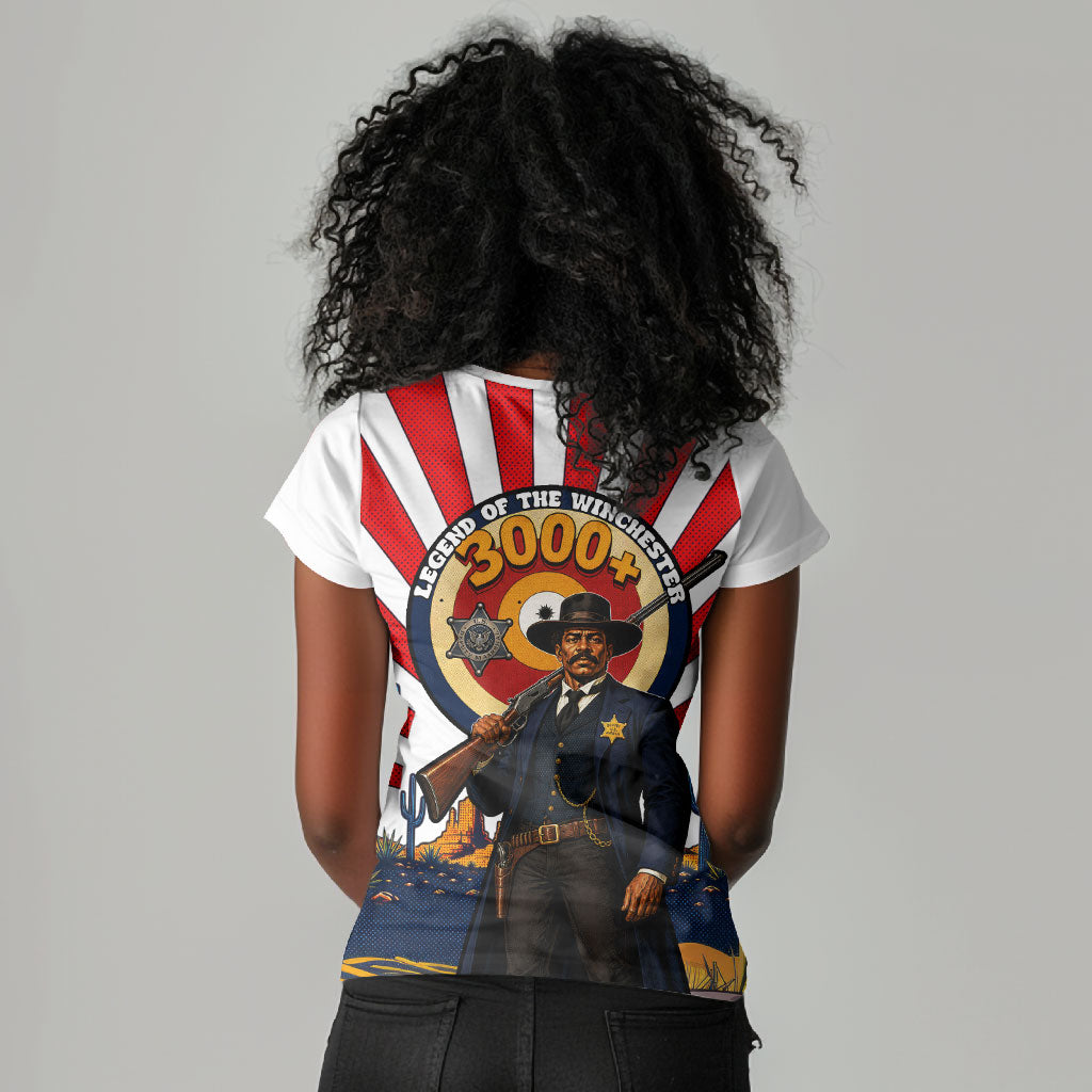 Bass Reeves Women V-Neck T-Shirt Vintage African American Black Cowboy Western History
