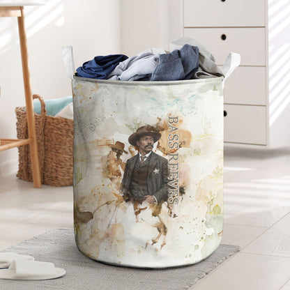 Bass Reeves Spirit Frontier Legend Laundry Basket African American Marshal Horse Riding Western Watercolor