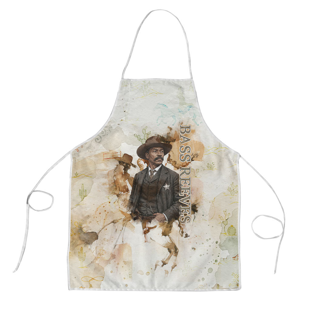 Bass Reeves Spirit Frontier Legend Apron African American Marshal Horse Riding Western Watercolor