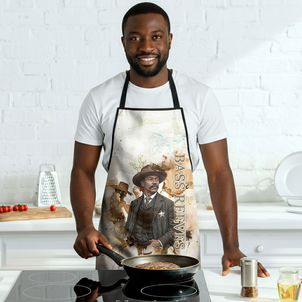 Bass Reeves Spirit Frontier Legend Apron African American Marshal Horse Riding Western Watercolor