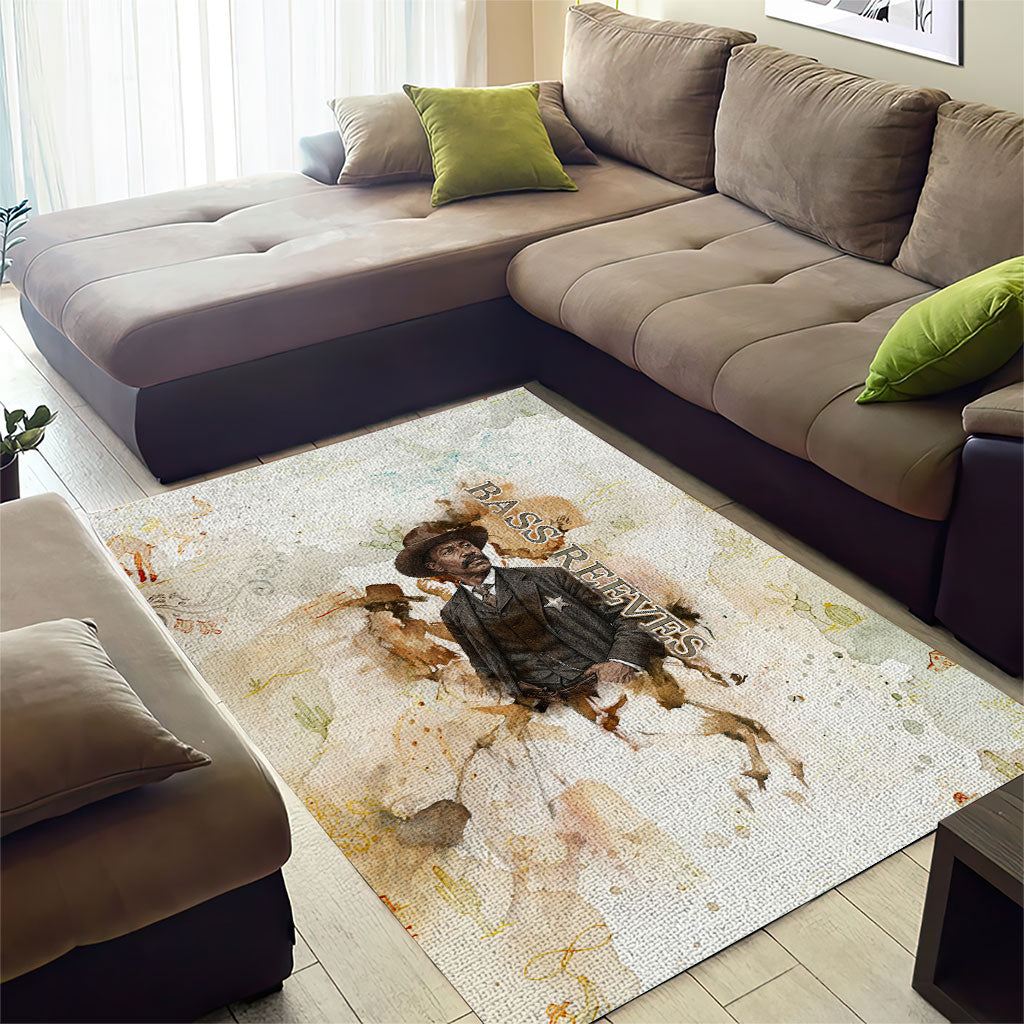 Bass Reeves Spirit Frontier Legend Area Rug African American Marshal Horse Riding Western Watercolor