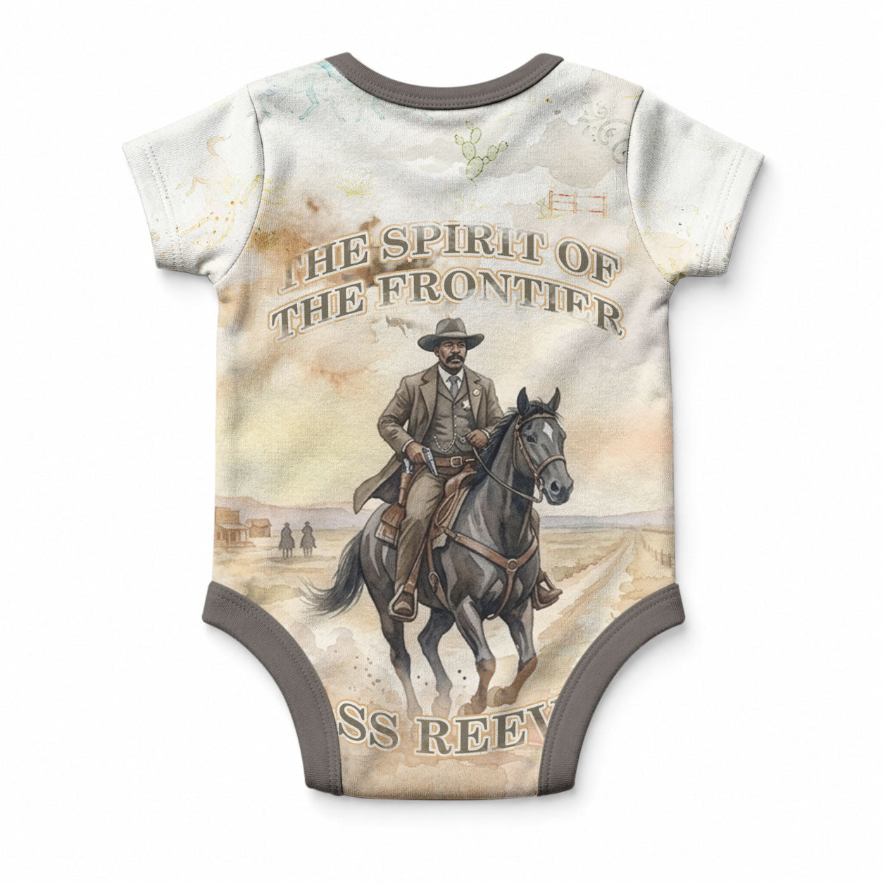 Bass Reeves Spirit Frontier Legend Baby Onesie African American Marshal Horse Riding Western Watercolor