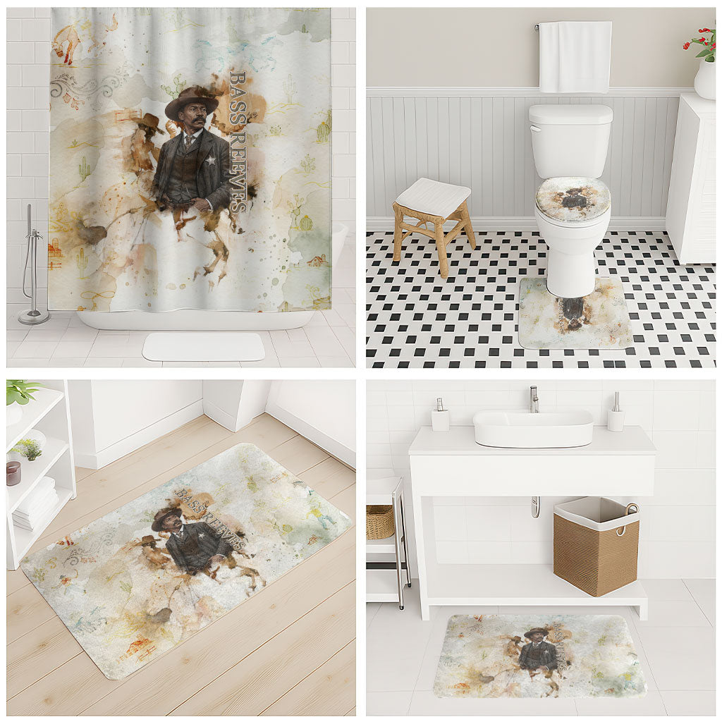 Bass Reeves Spirit Frontier Legend Bathroom Set African American Marshal Horse Riding Western Watercolor