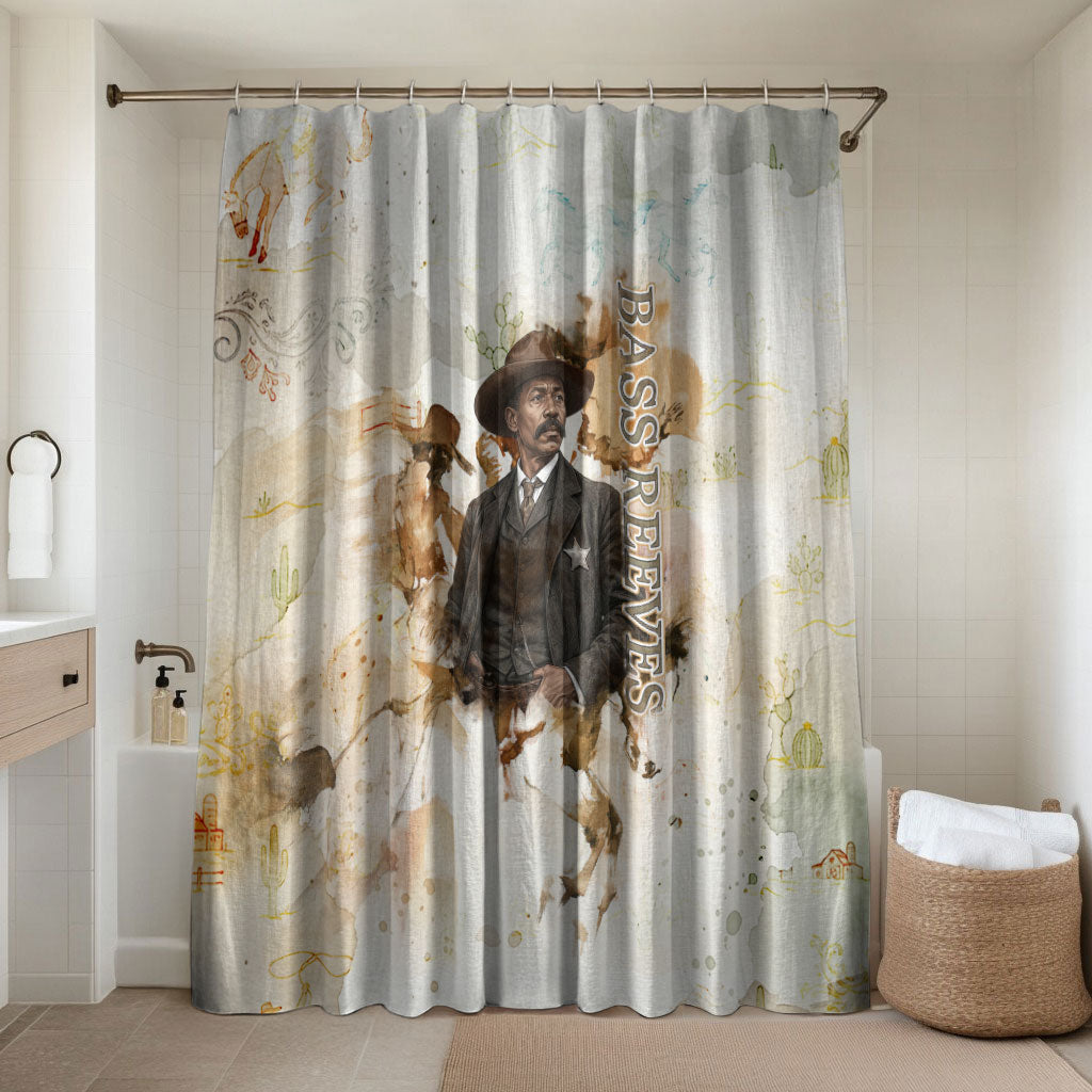 Bass Reeves Spirit Frontier Legend Bathroom Set African American Marshal Horse Riding Western Watercolor