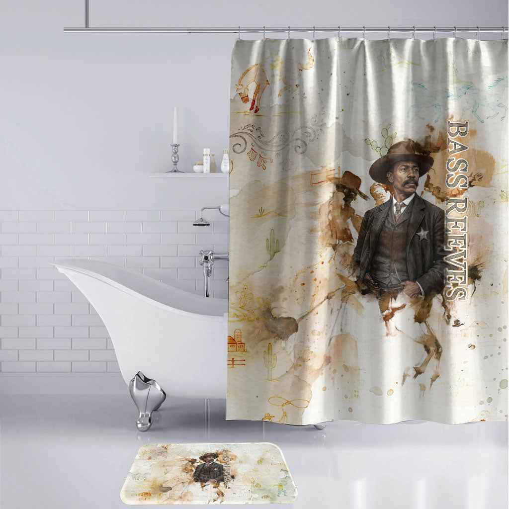 Bass Reeves Spirit Frontier Legend Bathroom Set African American Marshal Horse Riding Western Watercolor