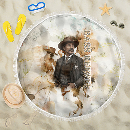 Bass Reeves Spirit Frontier Legend Beach Blanket African American Marshal Horse Riding Western Watercolor