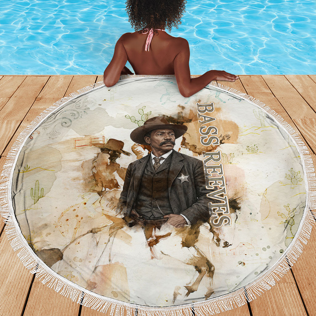 Bass Reeves Spirit Frontier Legend Beach Blanket African American Marshal Horse Riding Western Watercolor