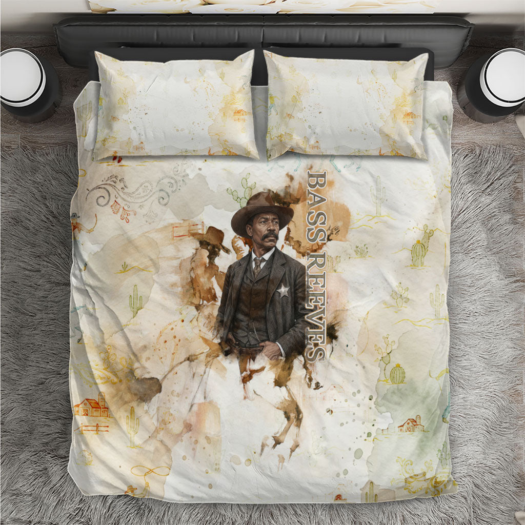 Bass Reeves Spirit Frontier Legend Bedding Set African American Marshal Horse Riding Western Watercolor