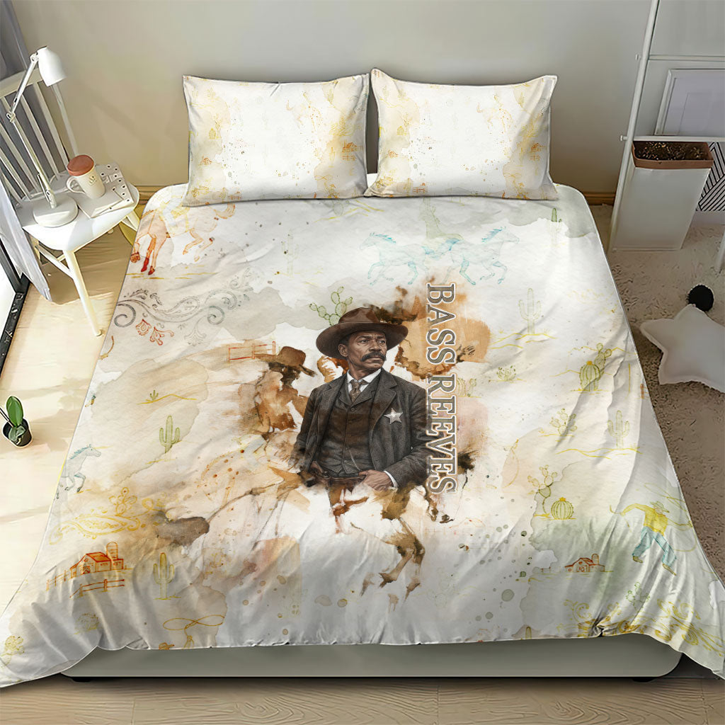 Bass Reeves Spirit Frontier Legend Bedding Set African American Marshal Horse Riding Western Watercolor