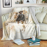 Bass Reeves Spirit Frontier Legend Blanket African American Marshal Horse Riding Western Watercolor