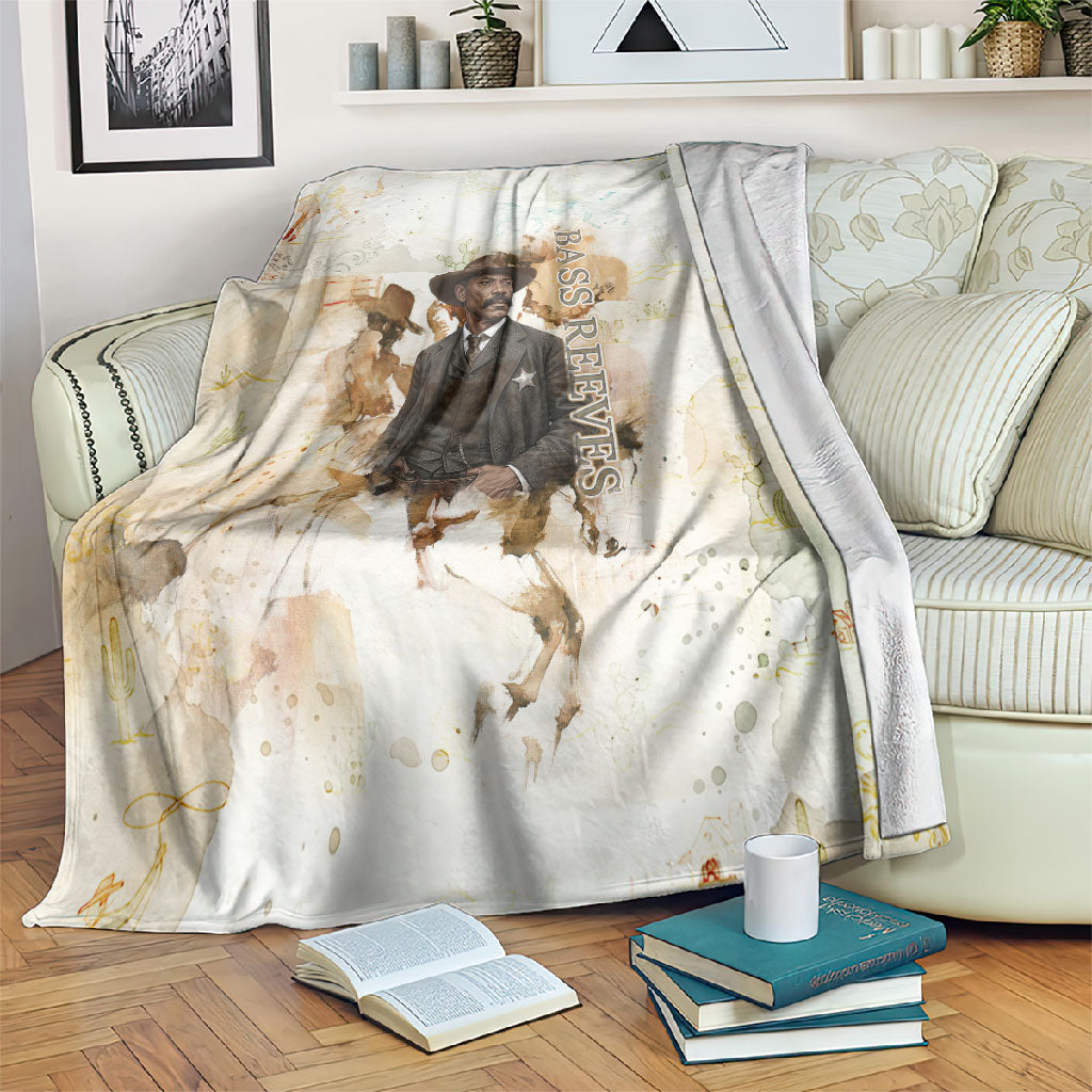 Bass Reeves Spirit Frontier Legend Blanket African American Marshal Horse Riding Western Watercolor