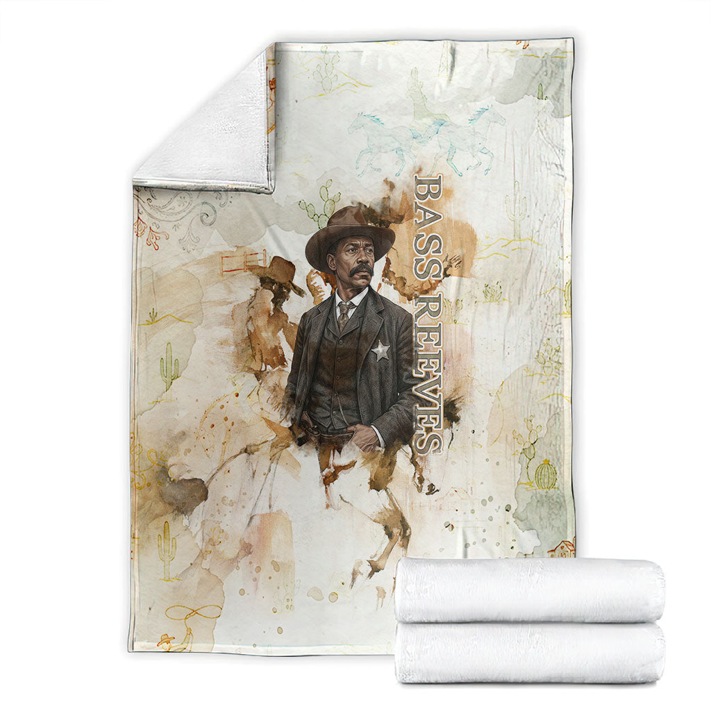 Bass Reeves Spirit Frontier Legend Blanket African American Marshal Horse Riding Western Watercolor