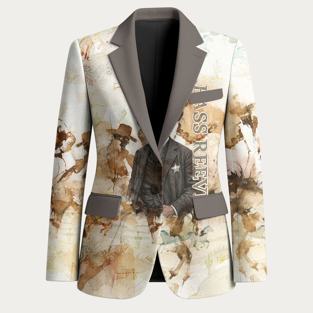 Bass Reeves Spirit Frontier Legend Blazer African American Marshal Horse Riding Western Watercolor