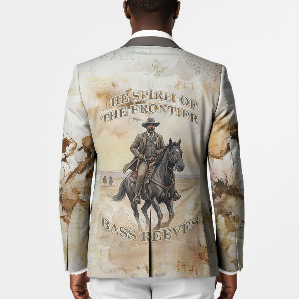 Bass Reeves Spirit Frontier Legend Blazer African American Marshal Horse Riding Western Watercolor