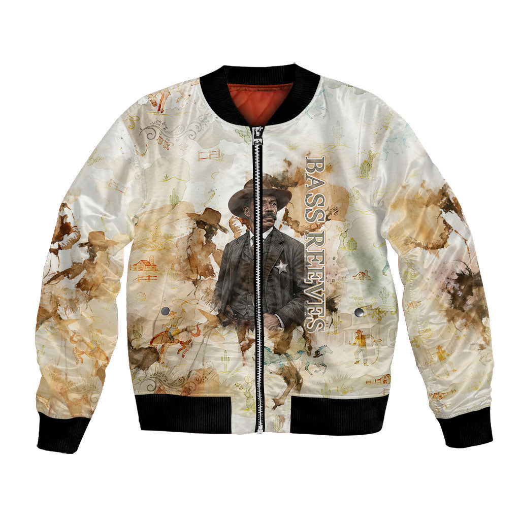 Bass Reeves Spirit Frontier Legend Bomber Jacket African American Marshal Horse Riding Western Watercolor
