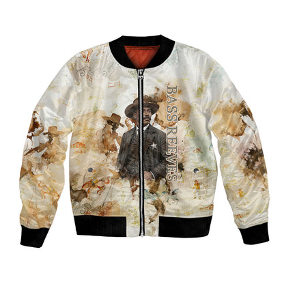 Bass Reeves Spirit Frontier Legend Bomber Jacket African American Marshal Horse Riding Western Watercolor