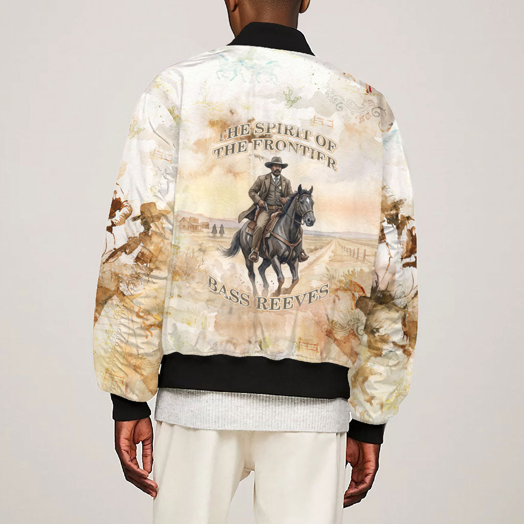 Bass Reeves Spirit Frontier Legend Bomber Jacket African American Marshal Horse Riding Western Watercolor
