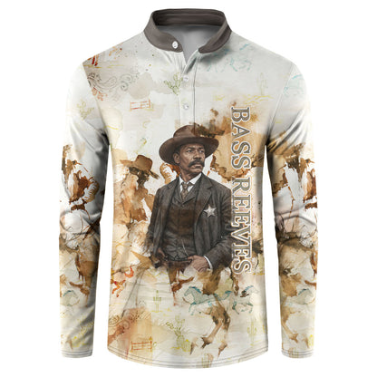 Bass Reeves Spirit Frontier Legend Button Sweatshirt African American Marshal Horse Riding Western Watercolor