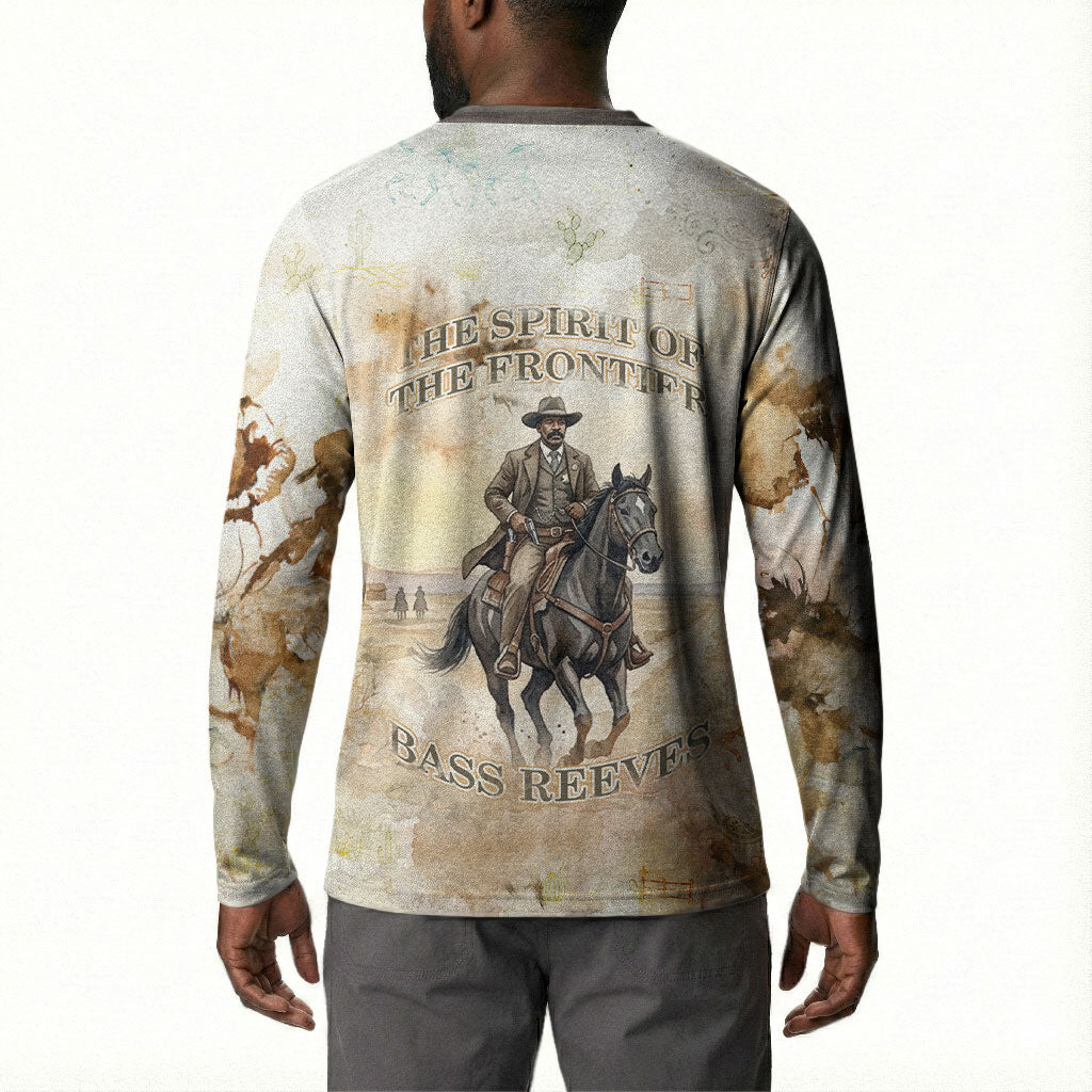 Bass Reeves Spirit Frontier Legend Button Sweatshirt African American Marshal Horse Riding Western Watercolor