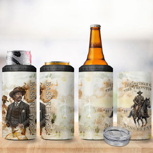 Bass Reeves Spirit Frontier Legend 4 in 1 Can Cooler Tumbler African American Marshal Horse Riding Western Watercolor