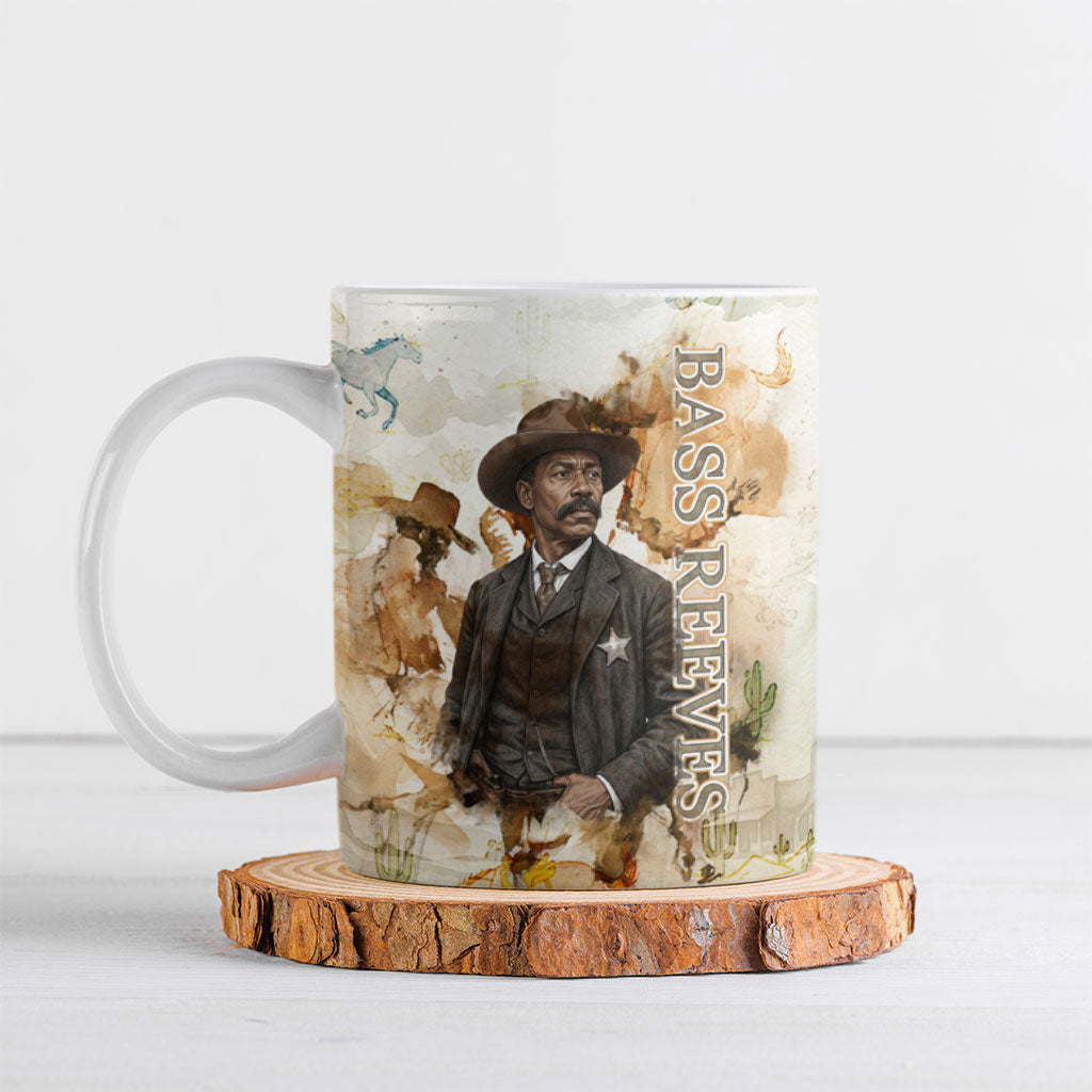 Bass Reeves Spirit Frontier Legend Ceramic Mug African American Marshal Horse Riding Western Watercolor