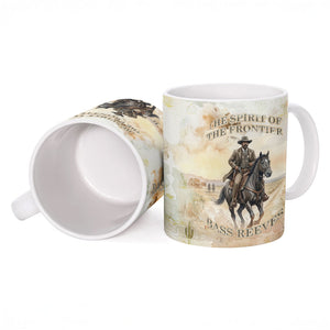 Bass Reeves Spirit Frontier Legend Ceramic Mug African American Marshal Horse Riding Western Watercolor