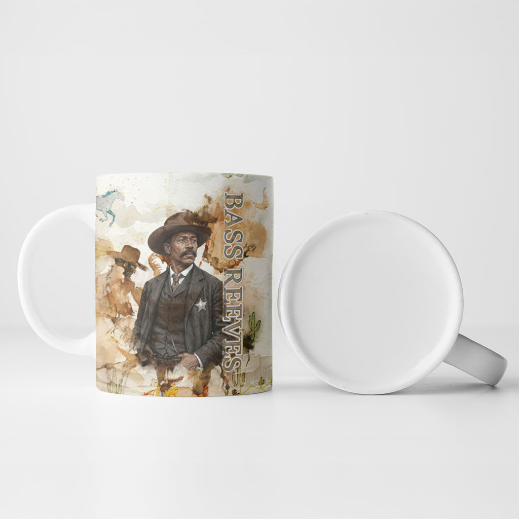 Bass Reeves Spirit Frontier Legend Ceramic Mug African American Marshal Horse Riding Western Watercolor