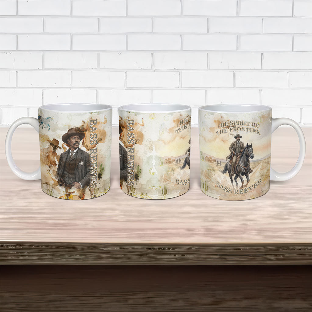 Bass Reeves Spirit Frontier Legend Ceramic Mug African American Marshal Horse Riding Western Watercolor
