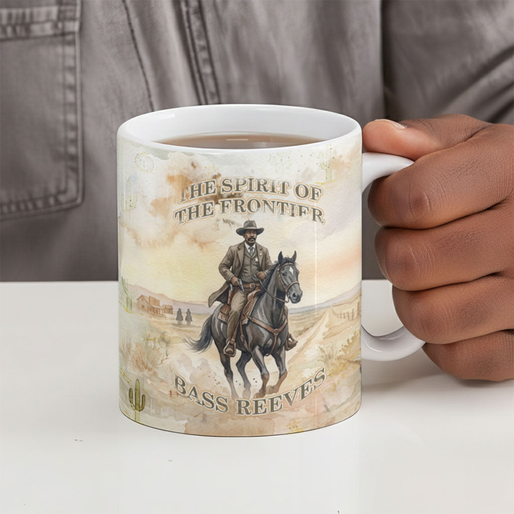 Bass Reeves Spirit Frontier Legend Ceramic Mug African American Marshal Horse Riding Western Watercolor