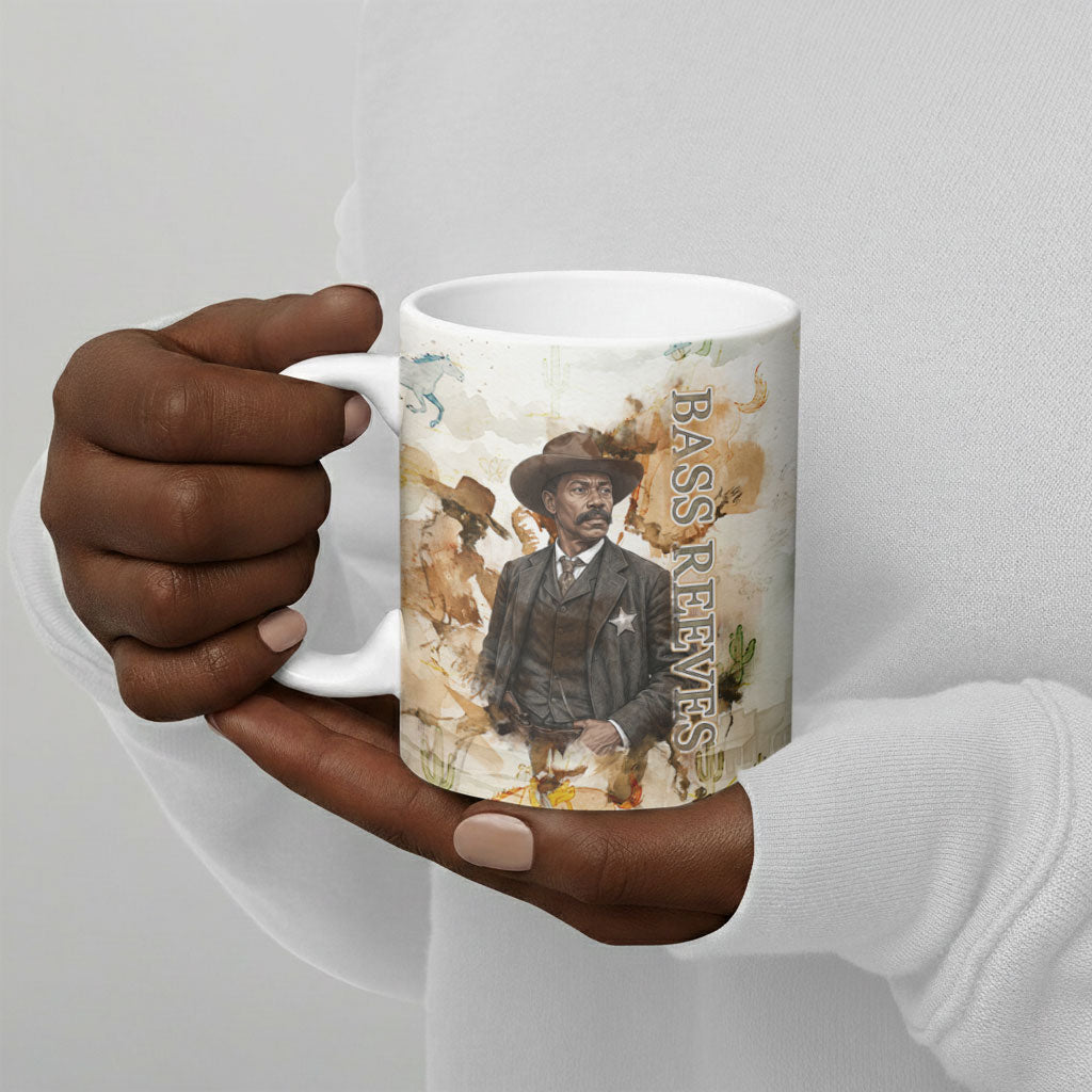 Bass Reeves Spirit Frontier Legend Ceramic Mug African American Marshal Horse Riding Western Watercolor