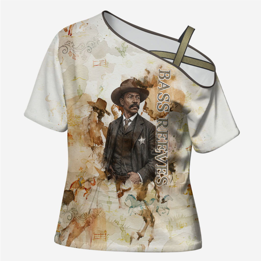 Bass Reeves Spirit Frontier Legend Cross Shoulder Shirt African American Marshal Horse Riding Western Watercolor