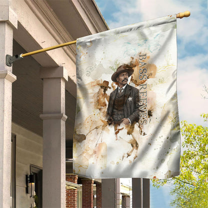 Bass Reeves Spirit Frontier Legend Garden Flag African American Marshal Horse Riding Western Watercolor