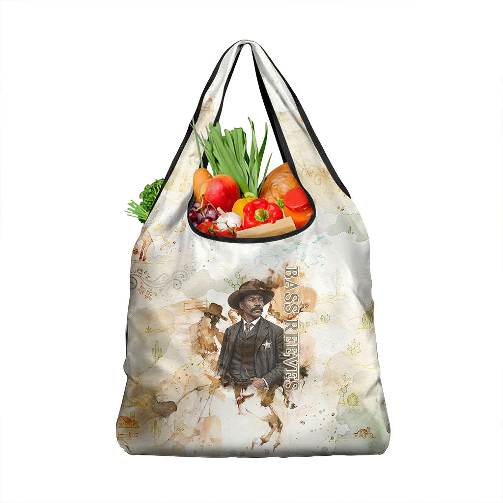 Bass Reeves Spirit Frontier Legend Grocery Bag African American Marshal Horse Riding Western Watercolor