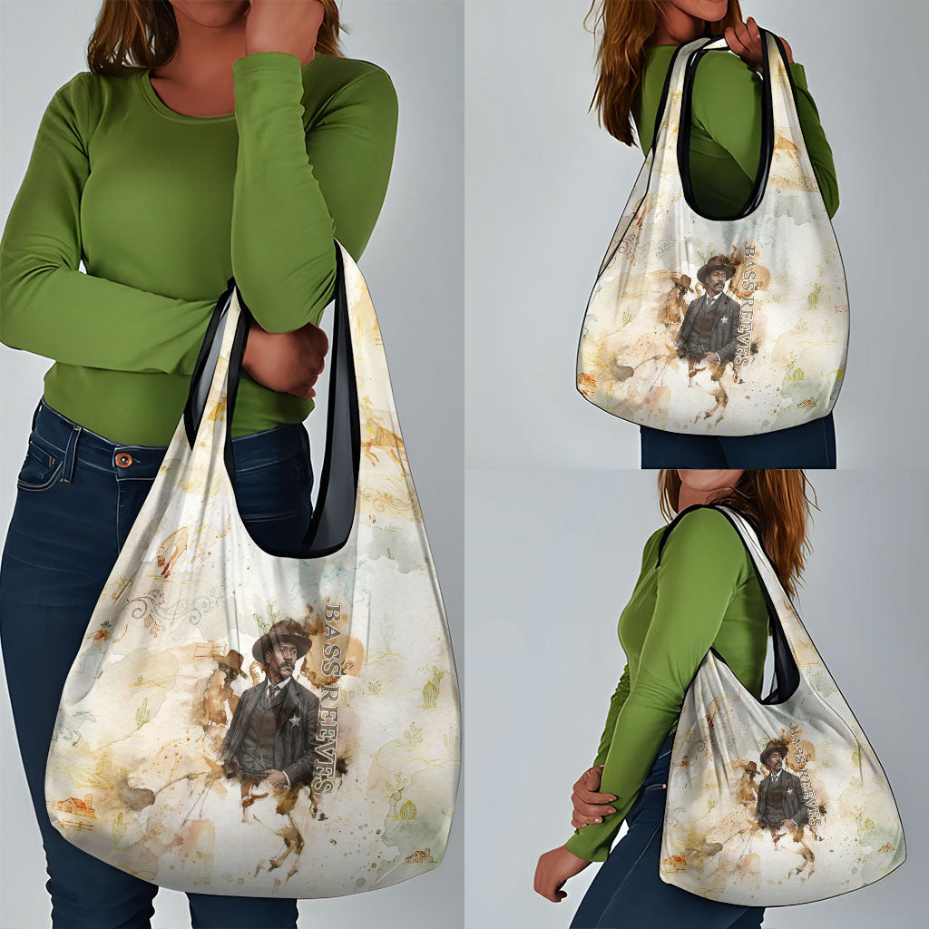 Bass Reeves Spirit Frontier Legend Grocery Bag African American Marshal Horse Riding Western Watercolor