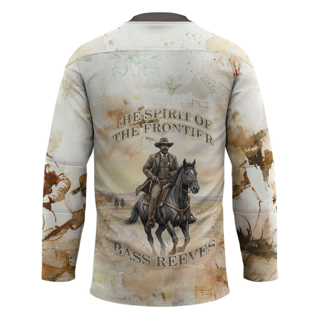 Bass Reeves Spirit Frontier Legend Hockey Jersey African American Marshal Horse Riding Western Watercolor