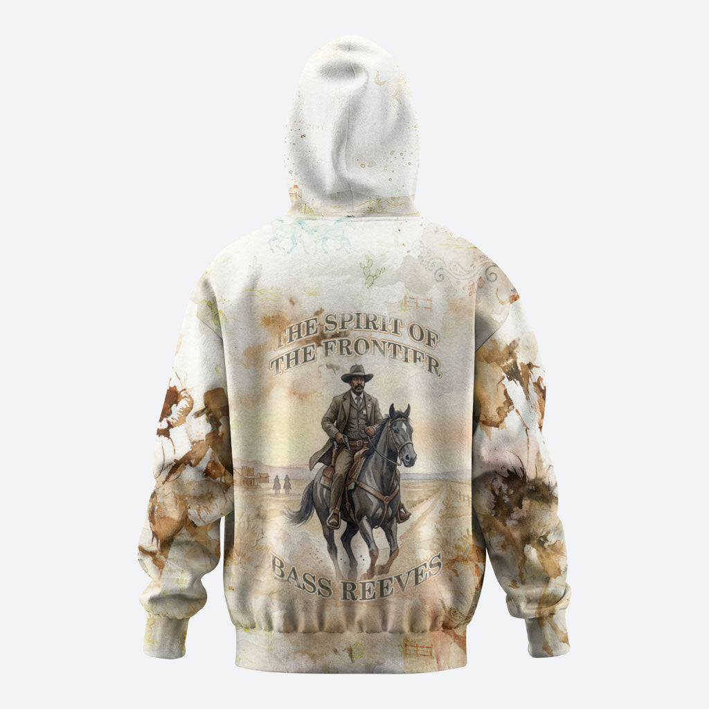 Bass Reeves Spirit Frontier Legend Hoodie African American Marshal Horse Riding Western Watercolor