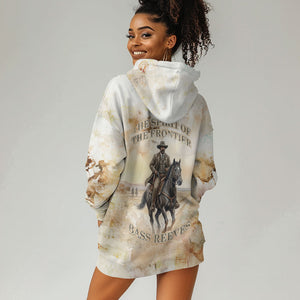 Bass Reeves Spirit Frontier Legend Hoodie Dress African American Marshal Horse Riding Western Watercolor
