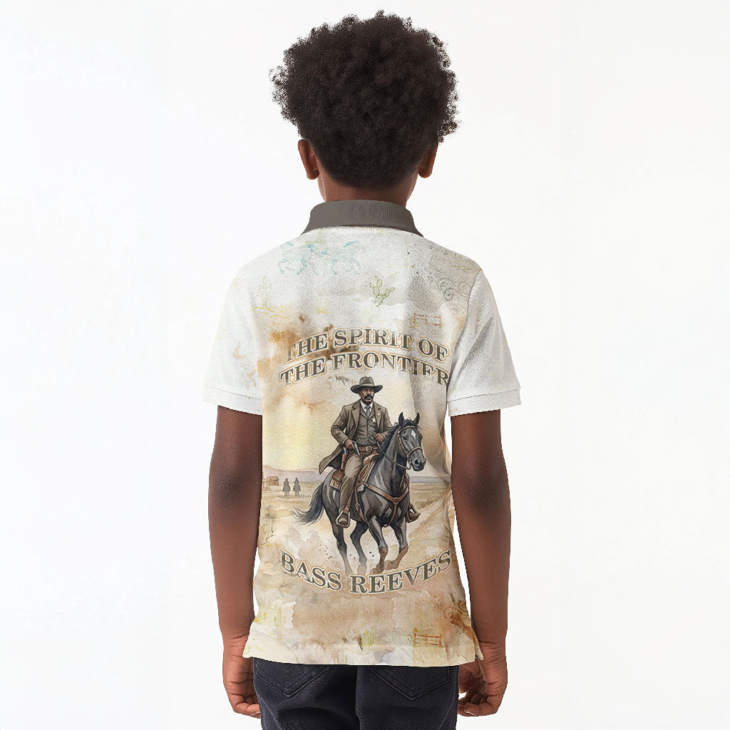 Bass Reeves Spirit Frontier Legend Kid Polo Shirt African American Marshal Horse Riding Western Watercolor