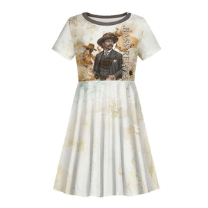 Bass Reeves Spirit Frontier Legend Kid Short Sleeve Dress African American Marshal Horse Riding Western Watercolor