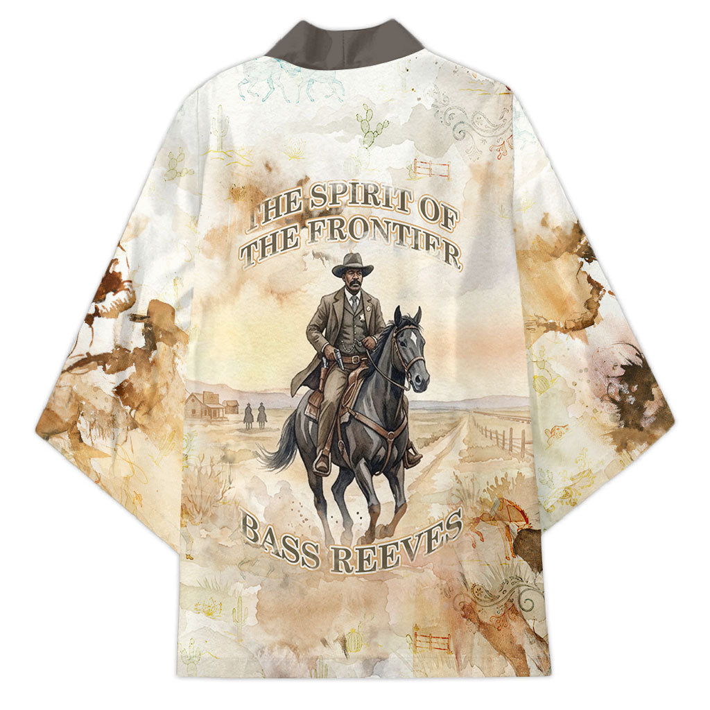 Bass Reeves Spirit Frontier Legend Kimono African American Marshal Horse Riding Western Watercolor