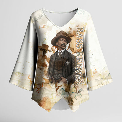 Bass Reeves Spirit Frontier Legend Kimono Sleeve Blouse African American Marshal Horse Riding Western Watercolor