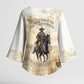 Bass Reeves Spirit Frontier Legend Kimono Sleeve Blouse African American Marshal Horse Riding Western Watercolor