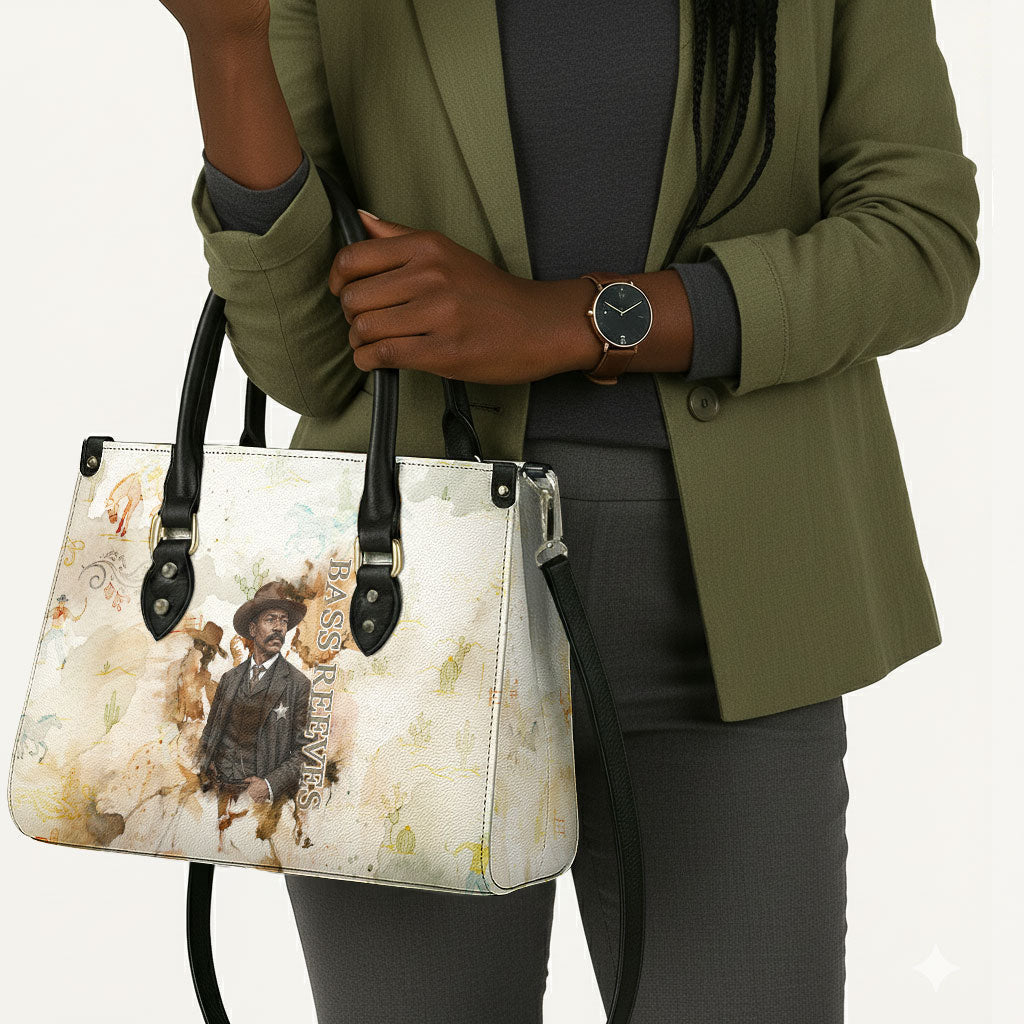 Bass Reeves Spirit Frontier Legend Leather Bag African American Marshal Horse Riding Western Watercolor