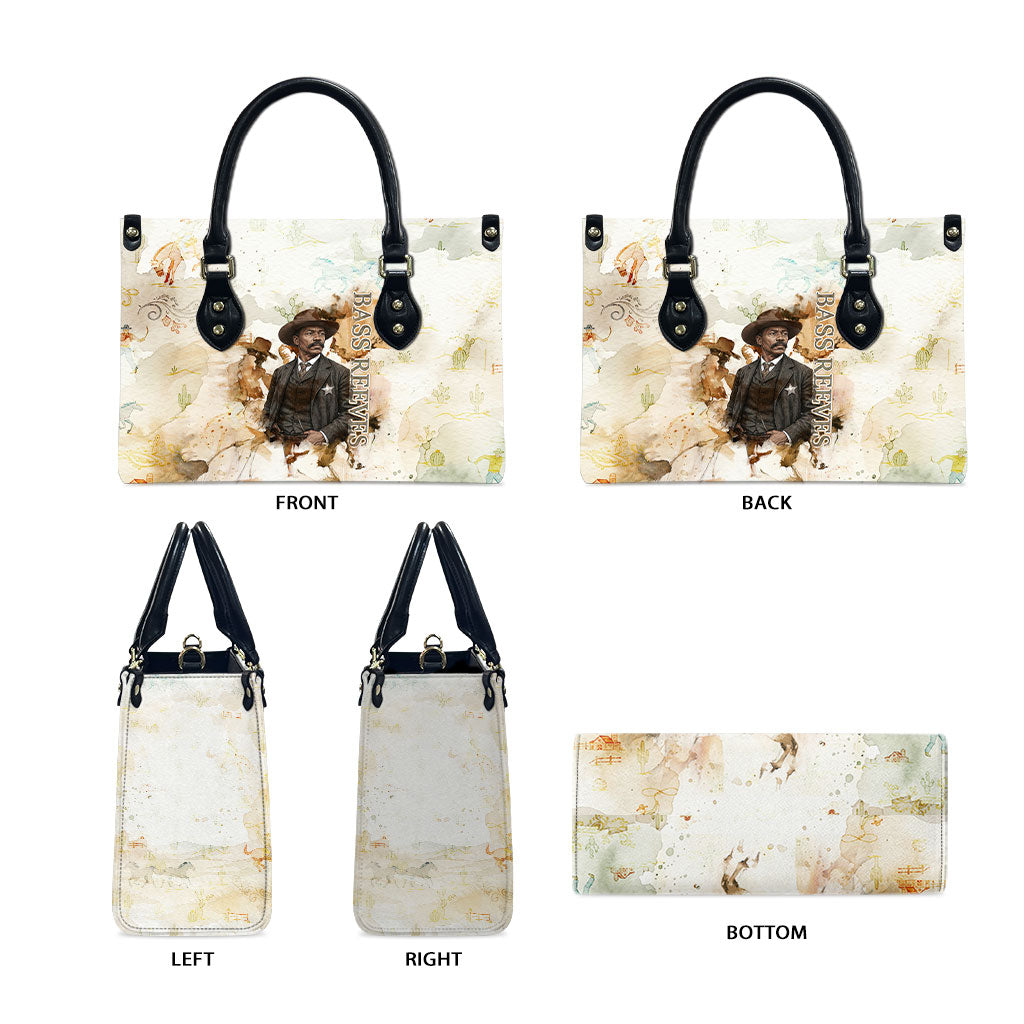 Bass Reeves Spirit Frontier Legend Leather Bag African American Marshal Horse Riding Western Watercolor