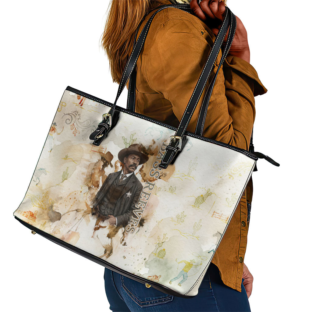 Bass Reeves Spirit Frontier Legend Leather Tote Bag African American Marshal Horse Riding Western Watercolor