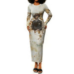 Bass Reeves Spirit Frontier Legend Long Sleeve Bodycon Dress African American Marshal Horse Riding Western Watercolor