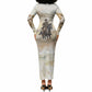 Bass Reeves Spirit Frontier Legend Long Sleeve Bodycon Dress African American Marshal Horse Riding Western Watercolor
