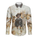 Bass Reeves Spirit Frontier Legend Long Sleeve Button Shirt African American Marshal Horse Riding Western Watercolor
